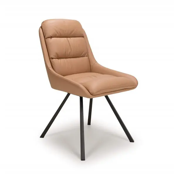 Image of Shankar Arnhem Swivel Leather Effect Tan Dining Chairs - Brown 644786cm