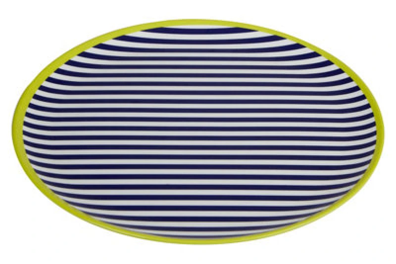 Image of Premier Housewares Floral Design Stripe Dinner Plate, Curved Contemporary Breakfast Plate, Functional Breakfast Dinner Plate Multi