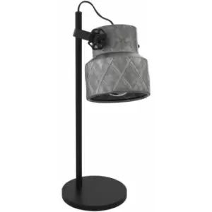 Image of Table Lamp Desk Light Black Base & Raw Steel Drum Shade 1 x 40W E27 Bulb