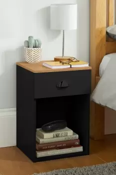 Christian Black 1 Drawer Bedside Table