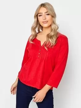 Image of M&Co Petite Petite Henley Red, Red, Size 10, Women