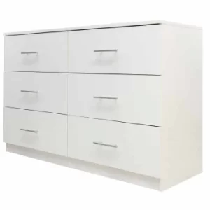 image of Helston Gloss Wide 6 Drawer Chest, white