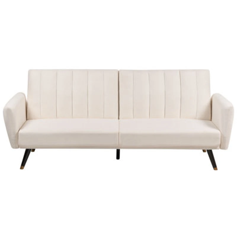 Image of Beliani Sofa Bed 3 Seater Vimmerby Fabric Light Beige