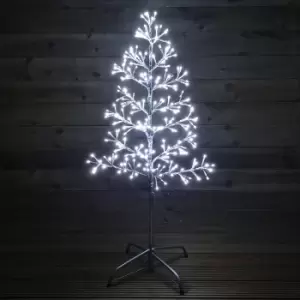 image of 3.5ft Cool White 230 LED Silver Christmas Tree Metal Frame Silhouette Decoration