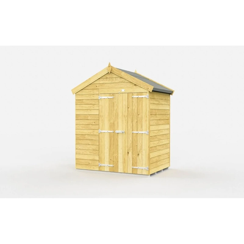 Image of Buttercup Farm 6 x 4 Feet Apex Shed - Double Door W/O Windows - L127 x W175 x H217cm in Brown Brown Unisex