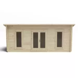 Image of Forest Garden Arley 6X3 Toughened Glass Pent Loglap Solid Wood Cabin With Double Door - Assembly Service Included