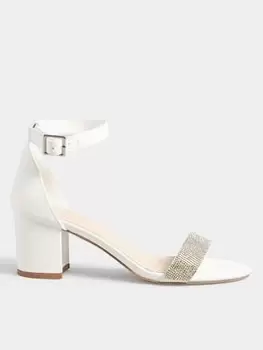 image of Long Tall Sally Block Heel Diamante Sandal White, Size 11, Women