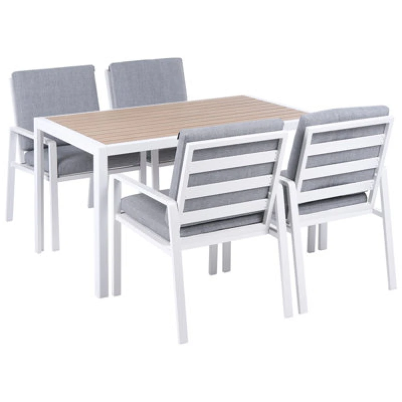 Image of Beliani Garden Dining Set 4 Seater Visso Grey/ White