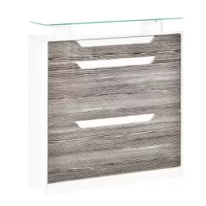 image of Homcom Shoe Cabinet With 3 Drawers High Gloss Storage Cupboard With Glass Top Grey