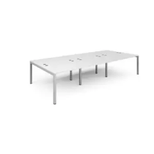 image of Bench Desk 6 Person Rectangular Desks 3600mm White Tops With Silver Frames 1600mm Depth Connex