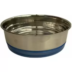 Stainless Steel Silver & Blue Medium / Large Dog Bowl 21cm Dishwasher safe