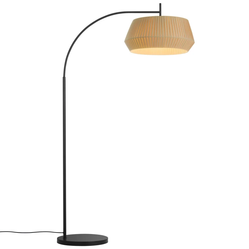 Image of Nordlux Dicte Indoor Floor Lamp Brown Textile E27 Hand Pleated - Mains Powered, IP20 in Beige Beige Unisex