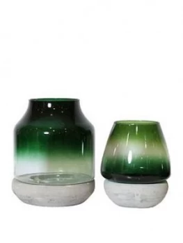 Image of Arthouse Set 2 Glass & Concrete Candle Holders