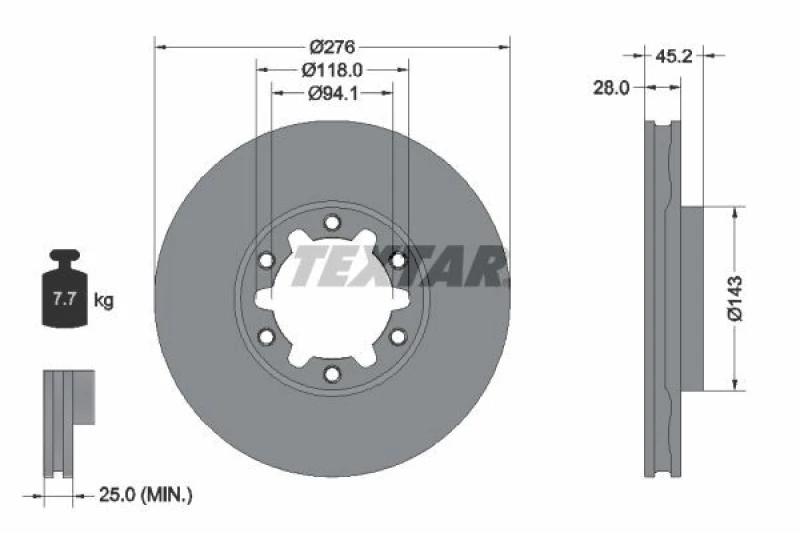 Image of Brake disc TEXTAR 92338603