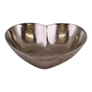 Image of Silver Metal Heart Shaped Decorative Bowl