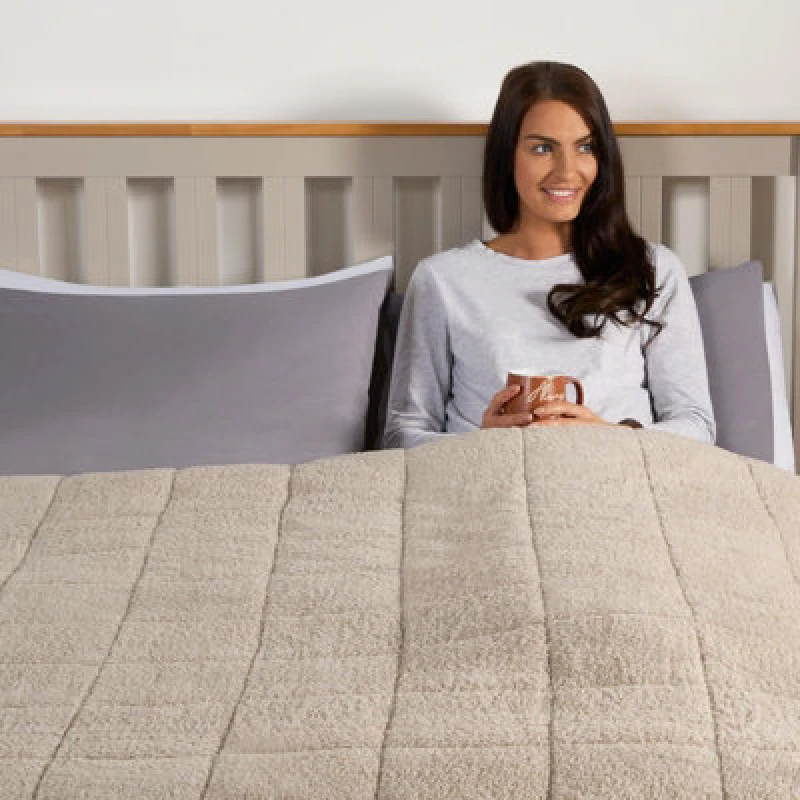 Image of OHS OHS Teddy Fleece Sensory Sleep Therapy Weighted Blanket 125 x 180cm 6kg in Natural Size: 125cm x 150cm Natural 125cm x 150cm Unisex 50274341927