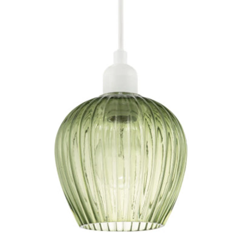 Image of Happy Homewares Modern Green Easy Fit Pendant Lighting Shade With Ridged Fluted Lines