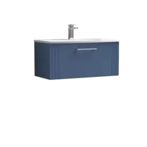 Image of Nuie Deco 800mm Wall Hung Single Drawer Vanity & Basin 4 - Satin Blue