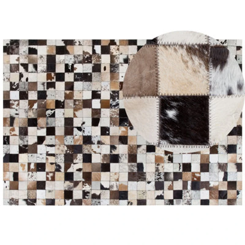 Image of Beliani Rug Cerli White 160 X 230 Cm Leather
