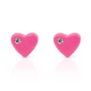 image of JG Signature Childrens Silver Crystal Pink Heart Stud Earrings