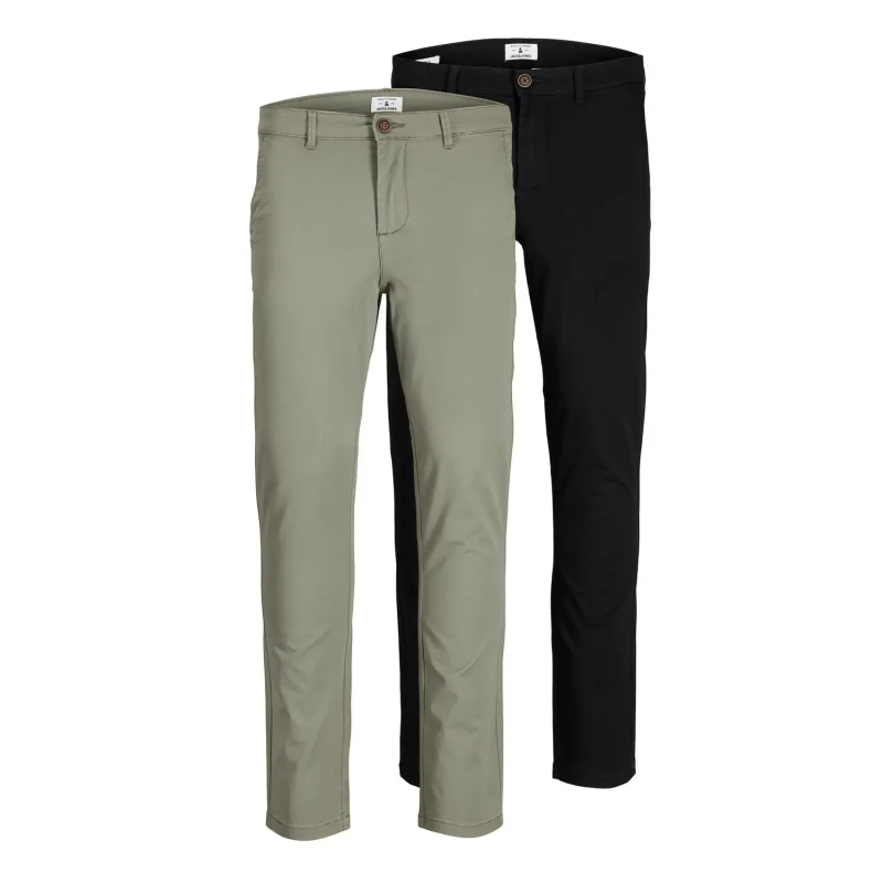 Image of jack & jones Pack of 2 Marco Chinos Black+Olive Green Men W30 L34;W31 L34;W32 L34;W33 L32;W33 L34;W33 L36;W34 L32;W36 L34;W36 L36