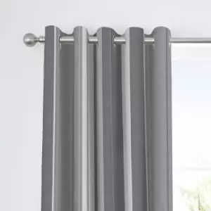 image of Fusion Whitworth Striped Grey Eyelet Curtains Grey and White