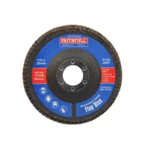 Image of Faithfull Aluminium Oxide Flap Disc 115 X 22mm 120 Grit