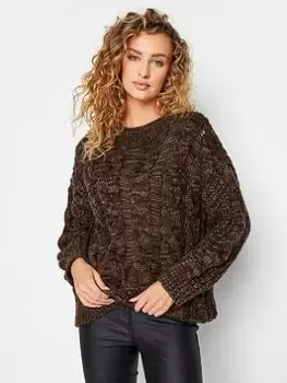 image of Long Tall Sally Chocolate Long Sleeve Knitted Jumper, Brown, Size 10-12, Women