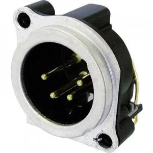 Image of XLR connector Sleeve plug right angle pins Number of pins 4 Silver Neutrik NC4MBH