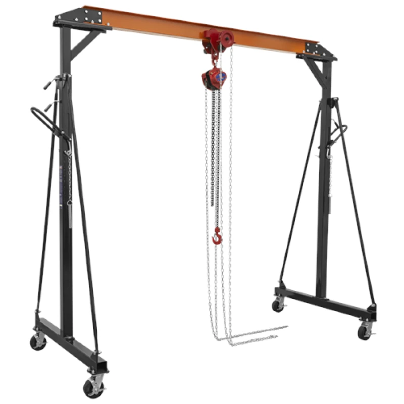 Image of Sealey Portable Gantry Crane Adjustable 1 Tonne with Geared Trolley Combo SG1000KITG