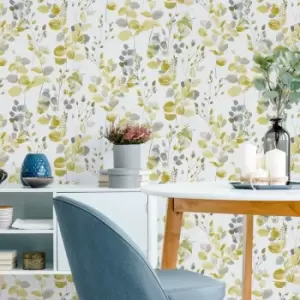 Image of Fresco - Watercolour Leaves Ochre Wallpaper - Beige