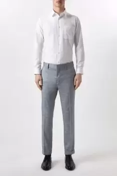 Image of Slim Fit Chambray Blue Slub Suit Trousers
