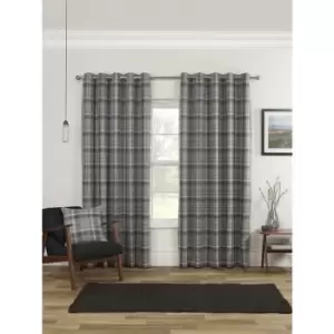 Image of Sundour Carnoustie Blackout Eyelet Ring Top Curtains Grey 66x54 - Grey