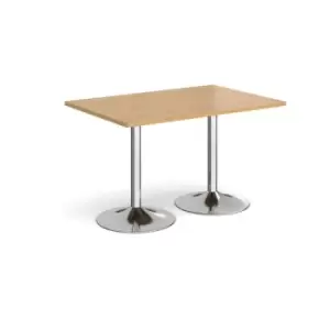 Image of Genoa rectangular dining table with chrome trumpet base 1200mm x 800mm - oak