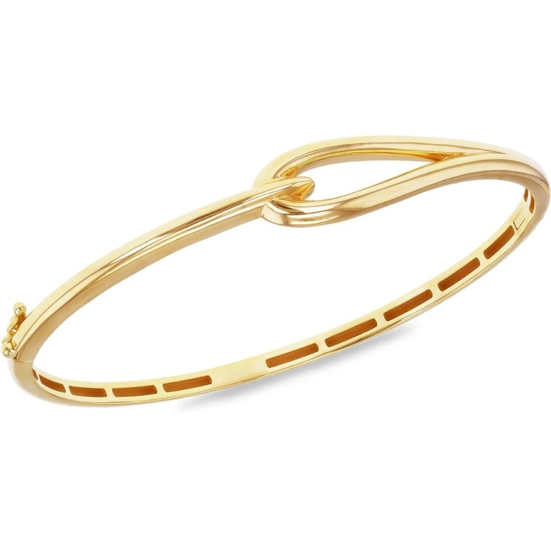 Image of Be You 9ct Gold Hook Knot Oval Bangle Yellow Gold female One Size