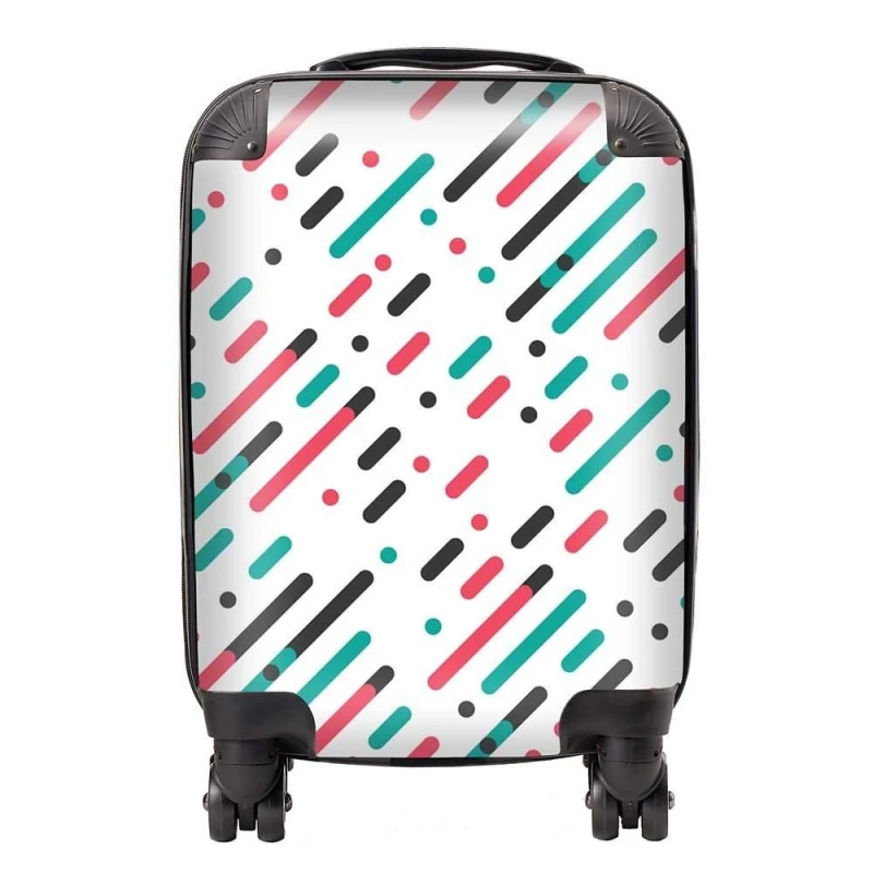 Image of Warren Reed - Designer Overlapping Coloured Diagonal Lines Suitcase in Green Size: Small Green Unisex Small