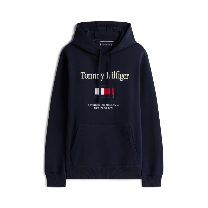 Image of Tommy Hilfiger Mens Embro Flag Pull Over Hoodie Desert Sky male 2XL
