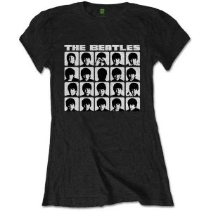 Image of The Beatles - Hard Days Night Faces Mono Womens X-Large T-Shirt - Black
