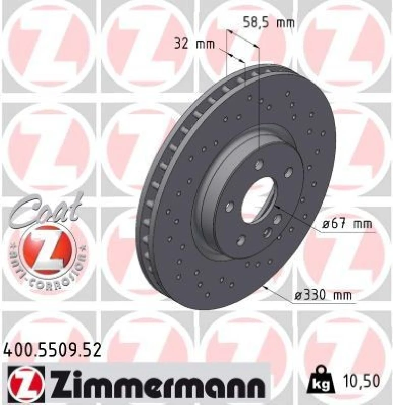 Image of ZIMMERMANN Brake disc ZIMMERMANN 400.5509.52