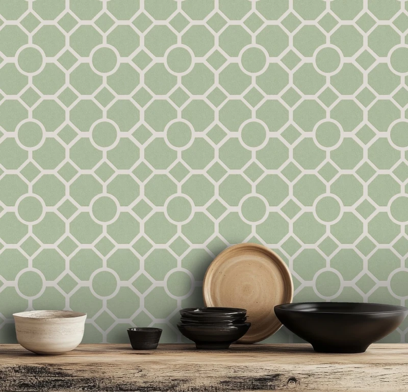 Image of RHS RHS Star Trellis Sage Wallpaper