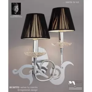 image of Acanto wall light with switch 2 E14 bulbs, polished chrome with Black lampshades