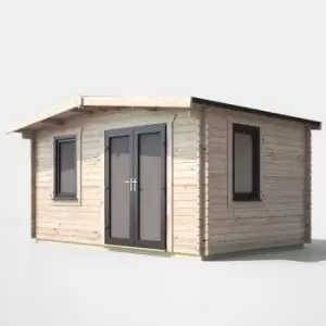 image of Power 10' x 14' Chalet Log Cabin - Right Side Double Door