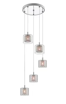 Image of Laure 5 Light Chrome Spiral Light Cluster Pendant Ceiling Light