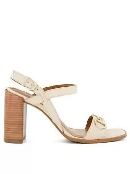 image of Dune London Jili Leather Block Heel Sandal - Ecru, Beige, Size 3, Women