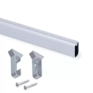 Image of Moderix Wardrobe Rail Oval Aluminium Hanging with End Support - Size 1000mm