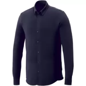Image of Elevate Mens Bigelow Long Sleeve Pique Shirt (2XL) (Navy)