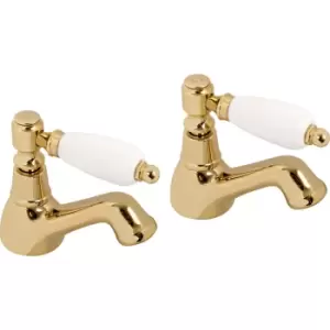 image of Deva Georgian Taps Basin Pillar (2 Pack) in Gold