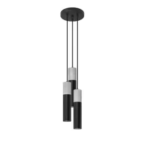 image of Borgio Cluster Pendant Ceiling Light, Grey, Black, 3x GU10