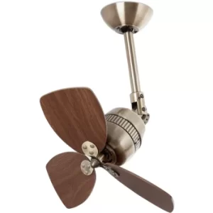 image of Faro Vedra Small Ceiling Fan Without Light Antique Brass, Walnut