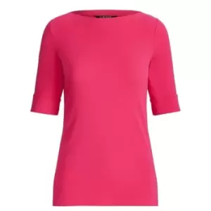 Image of Lauren by Ralph Lauren Judy Elbow Sleeve T Shirt - Pink